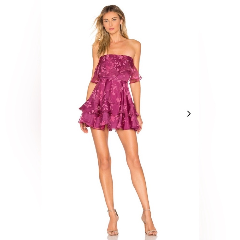 Lovers and Friends Bevley Tiered Strapless Ruffle Mini Dress size Medium